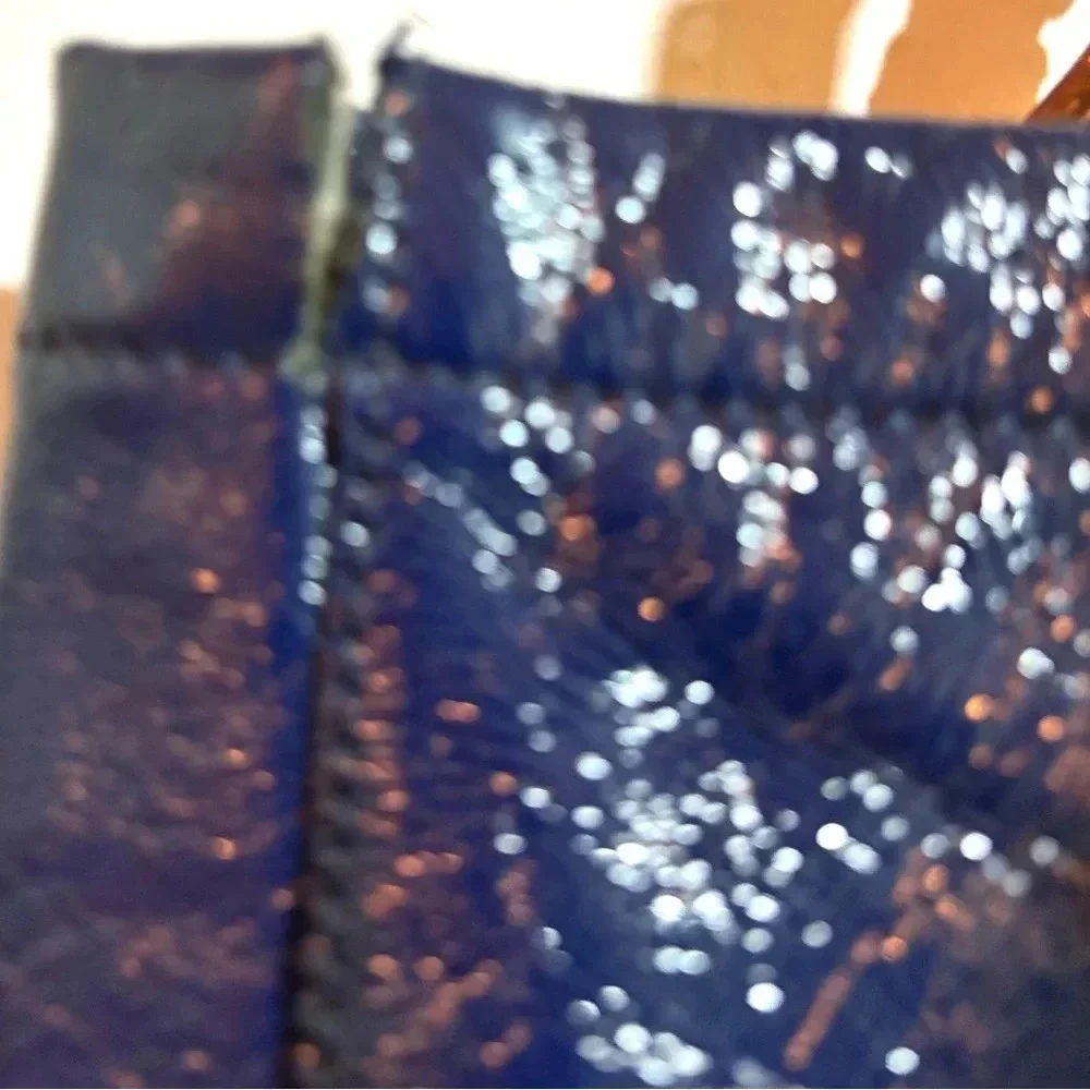 Michael kors metallic blue leather shoulder handbag
